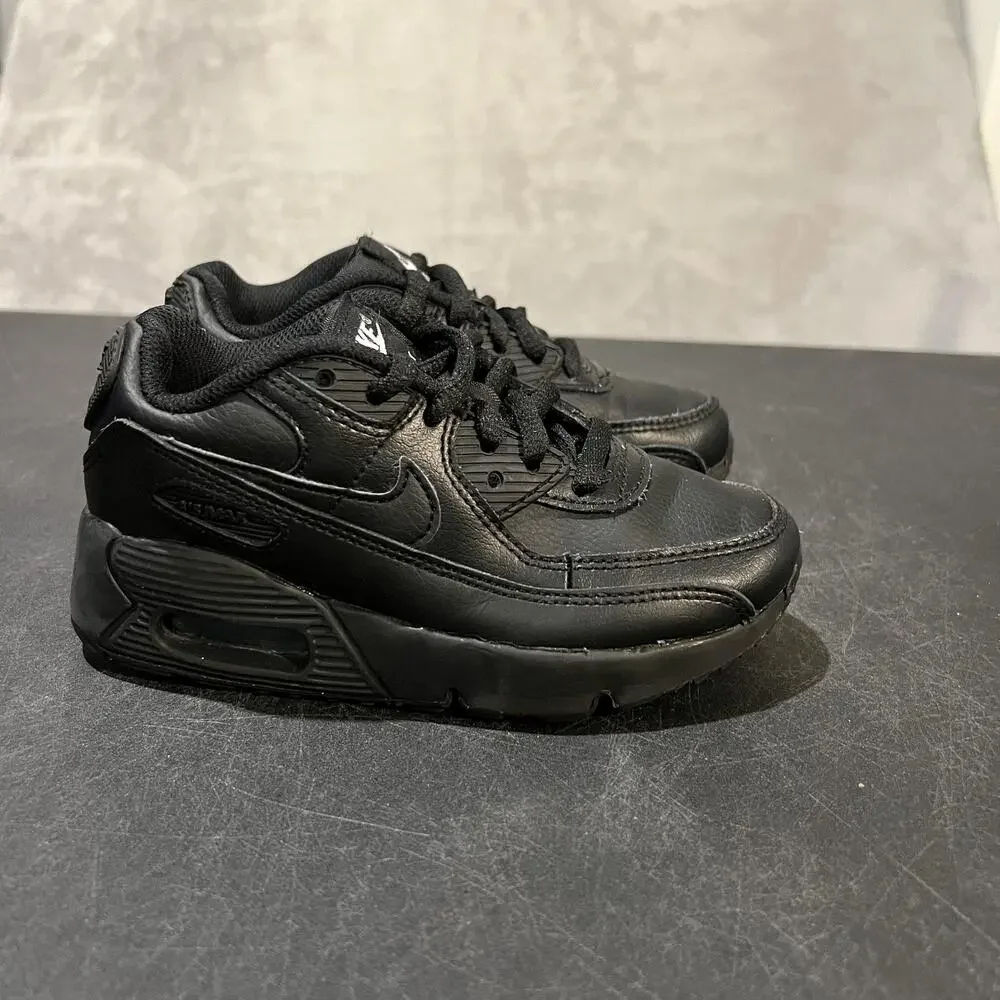 Nike Air Max 90 LTR Shoes Little Kids Size 11C Triple Black CD6867-001